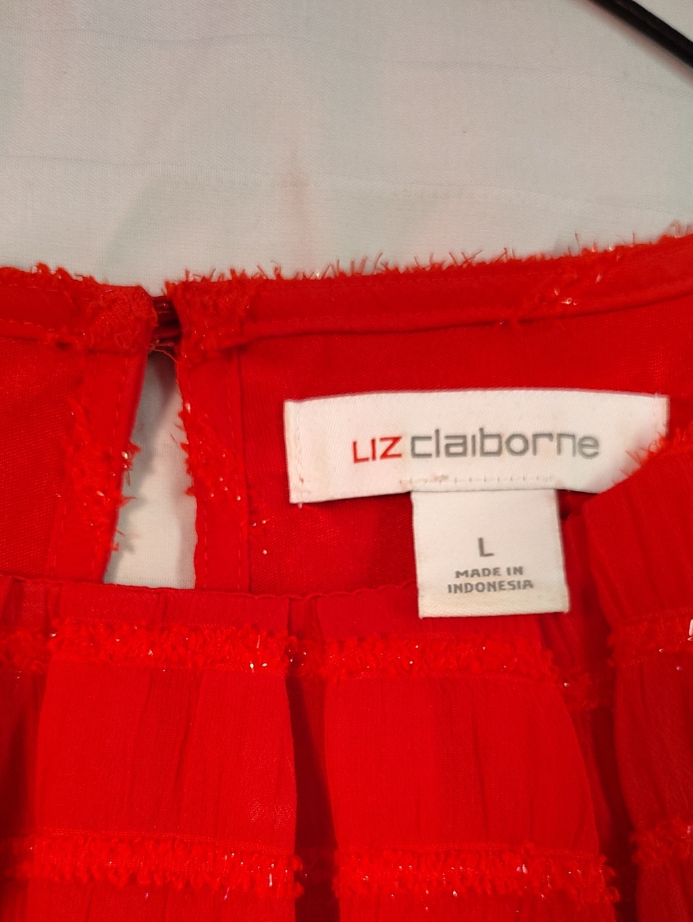 Liz Claiborne Sparkly red sleeveless pleated Top